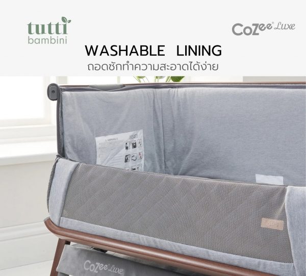 CoZee Luxe Bedside Crib เตียงนอนเด็กสำหรับวางข้างเตียง - Image 5