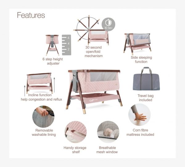 CoZee Luxe Bedside Crib เตียงนอนเด็กสำหรับวางข้างเตียง - Image 6