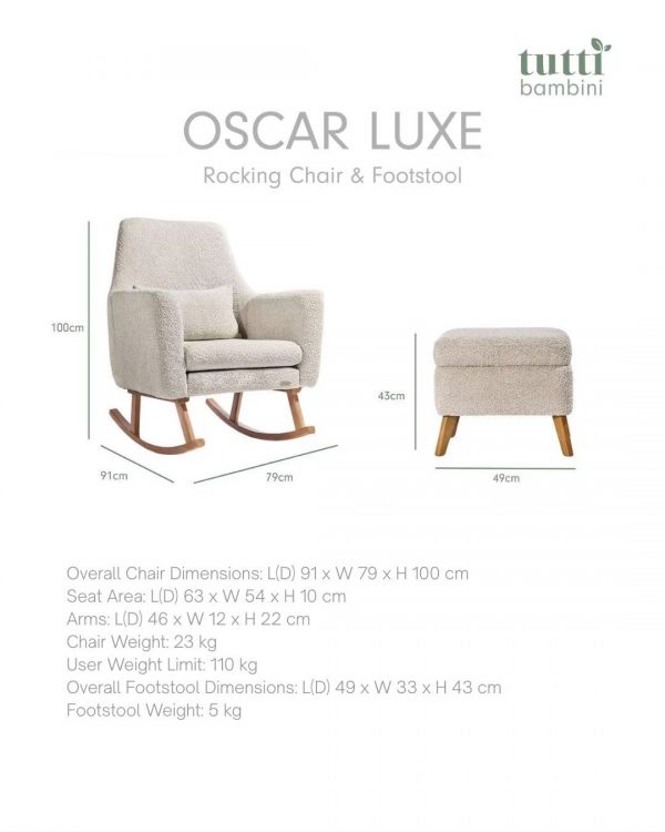 Tutti Bambini Oscar luxe Rocking Chair & Footstool เก้าอี้โยกให้นม - Image 7