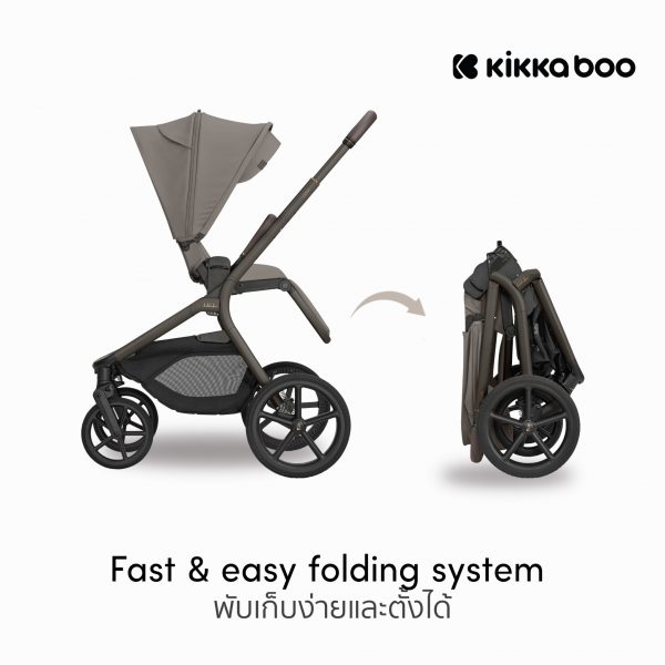 Kikkaboo Goya Platinum 2in1 รถเข็นเด็ก Full-Size พร้อมเปลเด็กพับได้ - Image 12