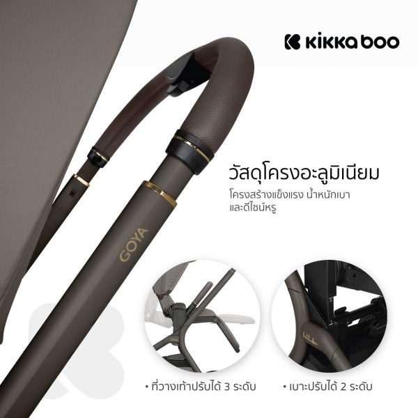 Kikkaboo Goya Platinum 2in1 รถเข็นเด็ก Full-Size พร้อมเปลเด็กพับได้ - Image 11