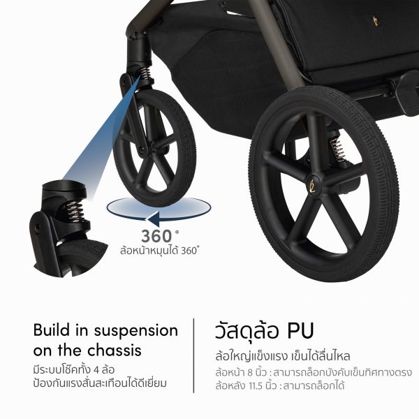 Kikkaboo Goya Platinum 2in1 รถเข็นเด็ก Full-Size พร้อมเปลเด็กพับได้ - Image 9
